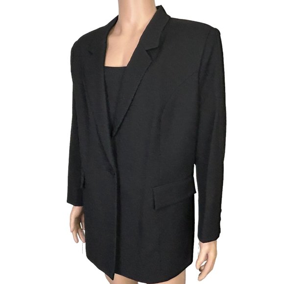 Vintage Beu Marc Womens 20 Black Single Breasted Blazer Suit Jacket Shoulder Pad - Picture 7 of 14